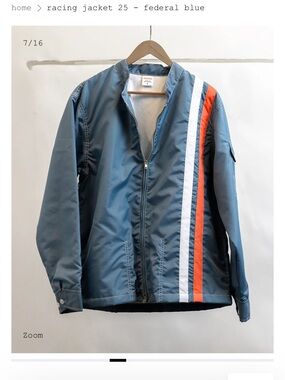 BIRDWELL Beach Britches NWT Racing Jacket 25 in Federal Blue with Racing Stripes